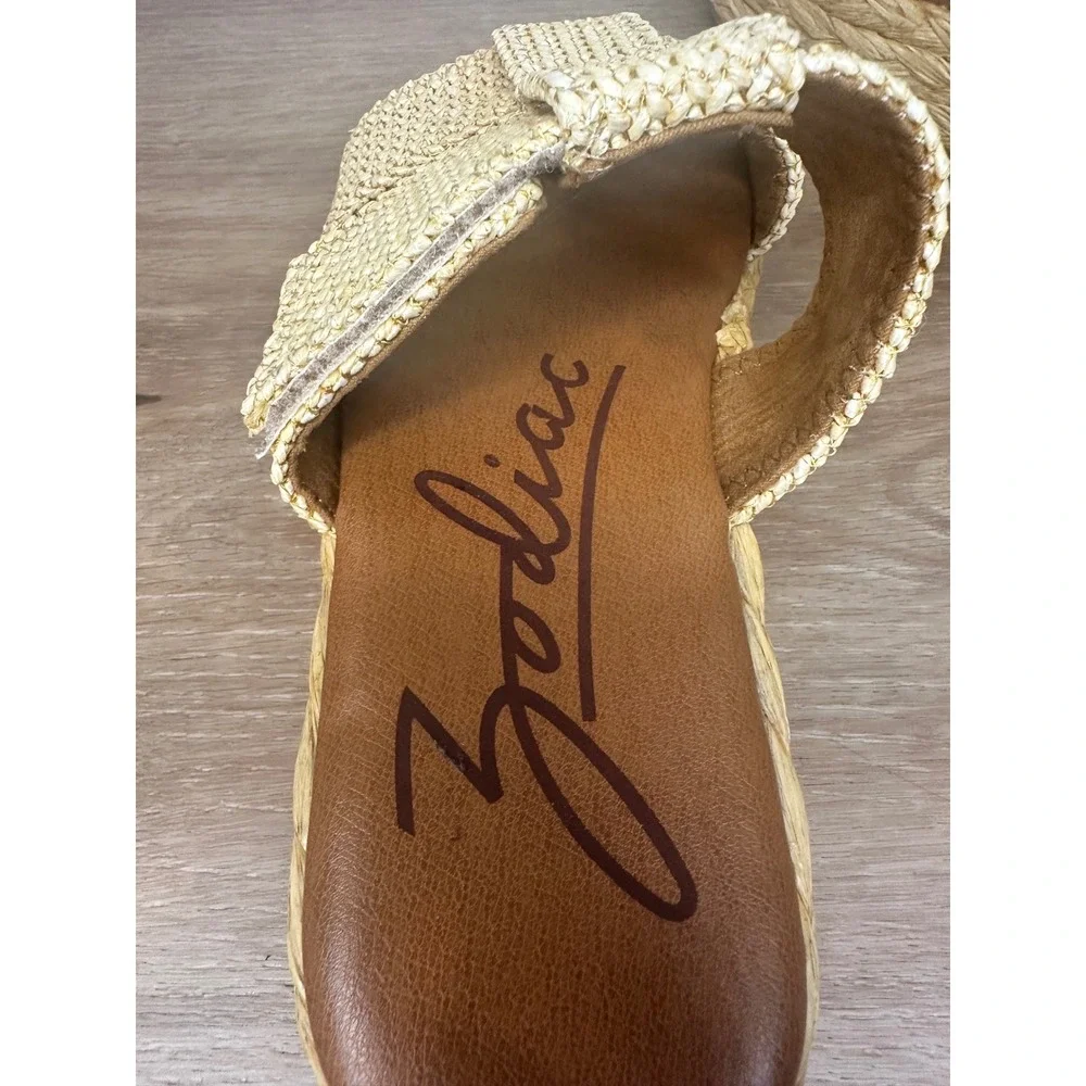 Zodiac Izzy Platform Slide Sandals Womens 5.5 Natural Woven Espadrille Boho Chic